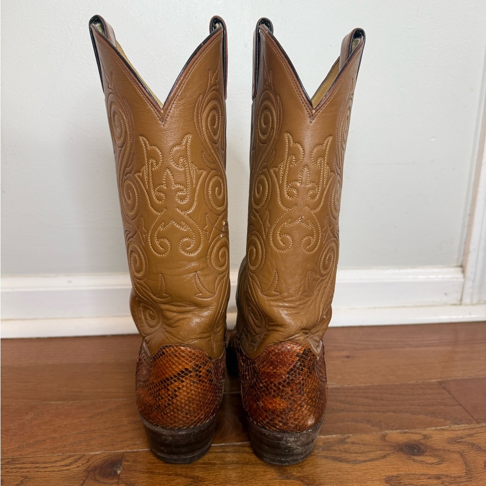 Justin Men’s Leather and Snake Skin Western Boots - Picture 4 of 16